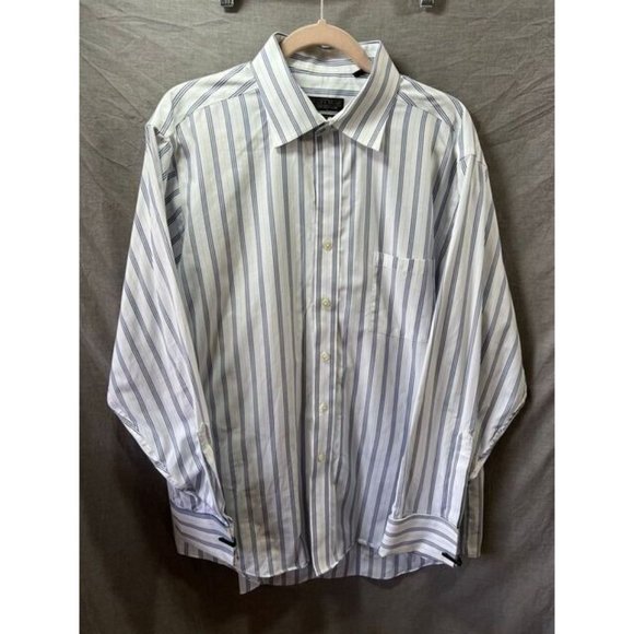 Donald J. Trump Button Up Shirt Adult XL 34/35 White Striped Long Sleeve Men - Picture 1 of 7